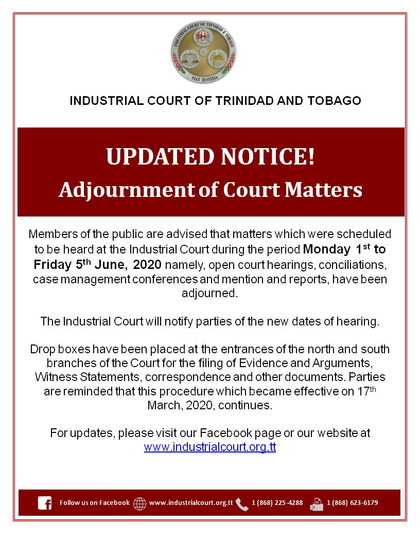 Adjournment of Court matters June 2020